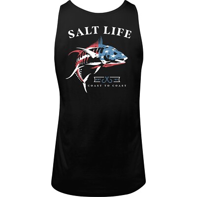 New Salt Life United Fish Cotton Tank Black M Live Salty Saltlife Tank