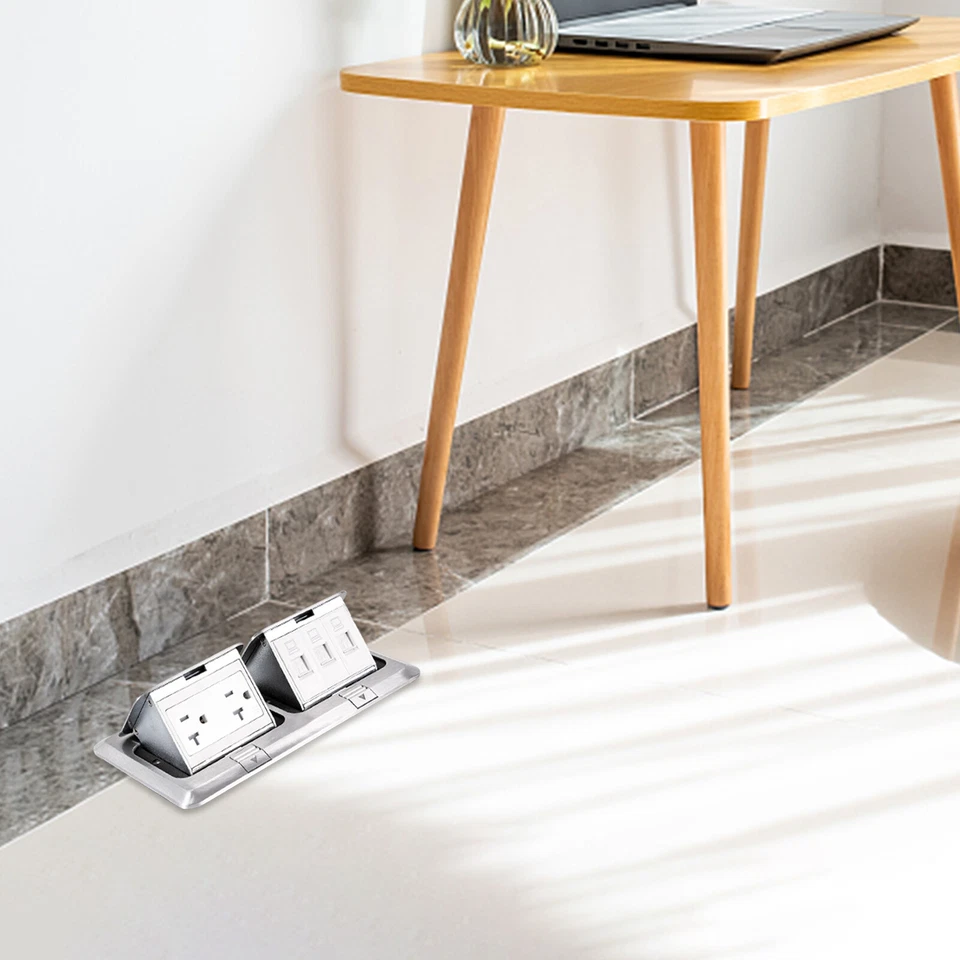 Floor Electrical Outlet Dual Pop Up Floor Outlet Box Multiple Sockets Ac 125v - Image 3 of 4