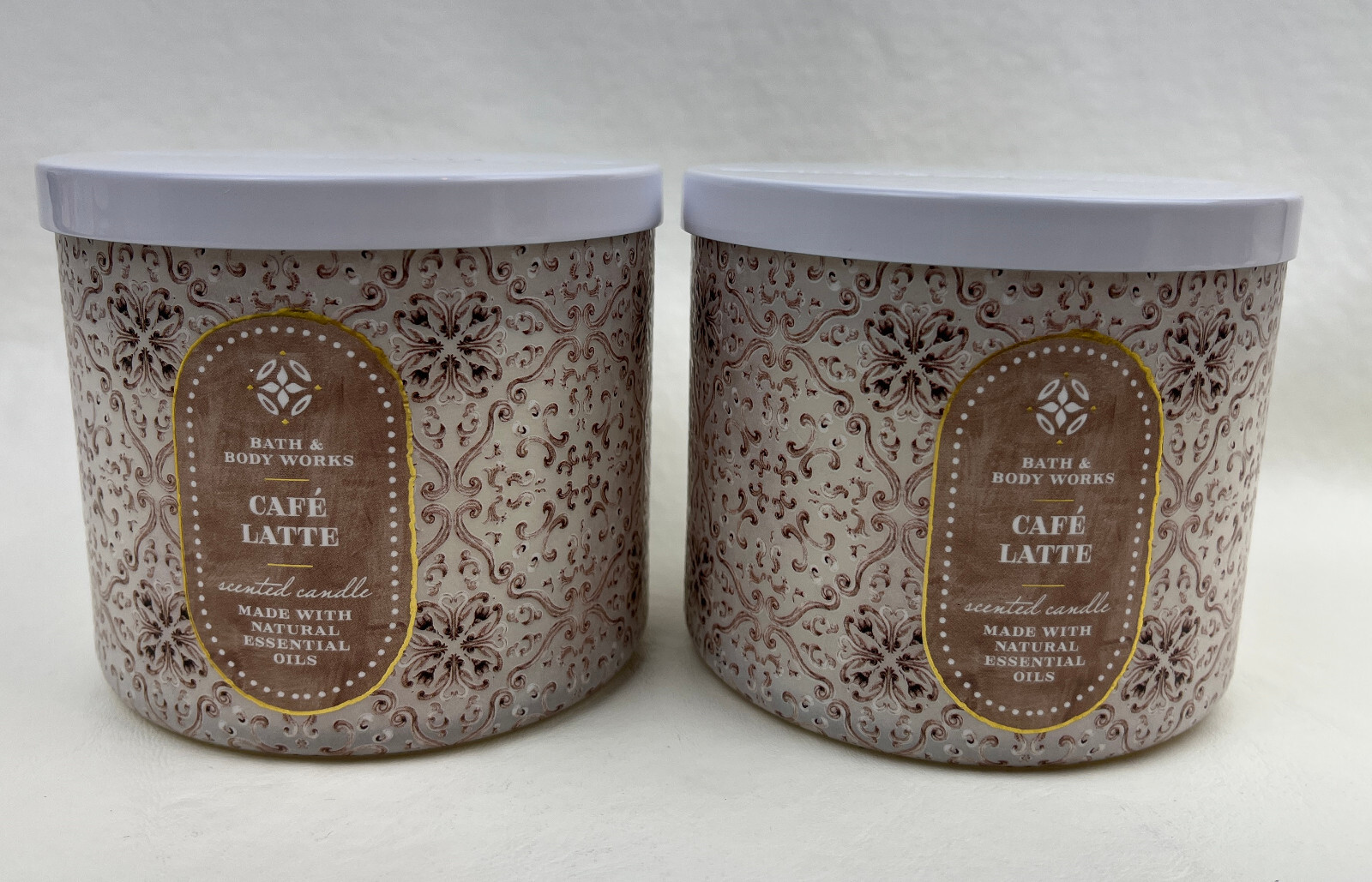 2 Bath & Body Works White Café Latte 3 Wick Large Scented Candles
