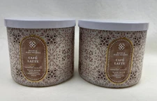 2 Bath & Body Works White Café Latte 3 Wick Large Scented Candles
