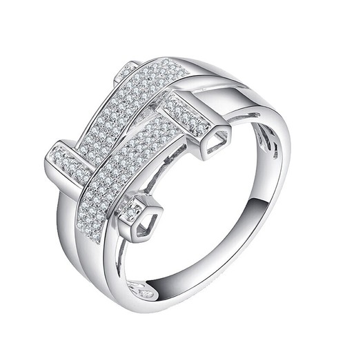 Star Micro Pave CZ Sterling Silver Ring - Cute .925 Silver Band With Clear Cubic Zirconia, Sizes 4-11