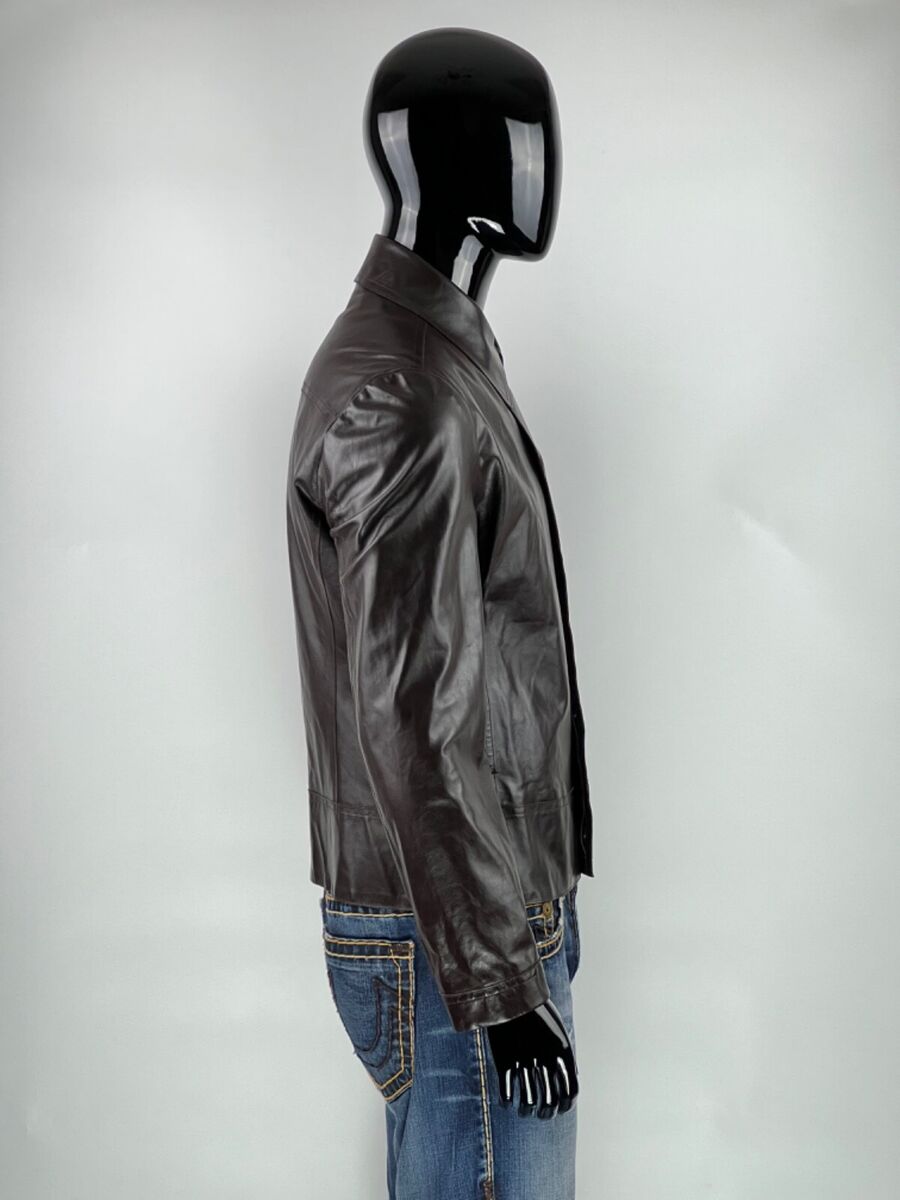 Costume National Homme CNC Brown Leather Blazer Jacket Size Costume National Homme CNC Brown Leather Blazer Jacket Size