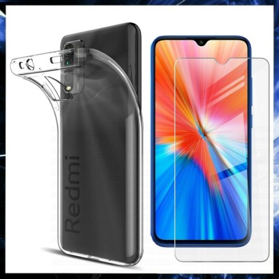 TRANSPARENT COVER + TEMPERED GLASS FILM FOR XIAOMI REDMI NOTE 9 4G TPU