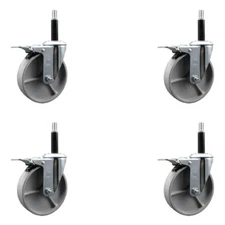 5 Inch Semi Steel Swivel 3/4 Inch Expanding Stem Caster Set Total Lock Brake
