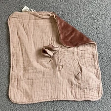 Bibs pacifier holder and lovey, pink bunny ears, Muslim cotton