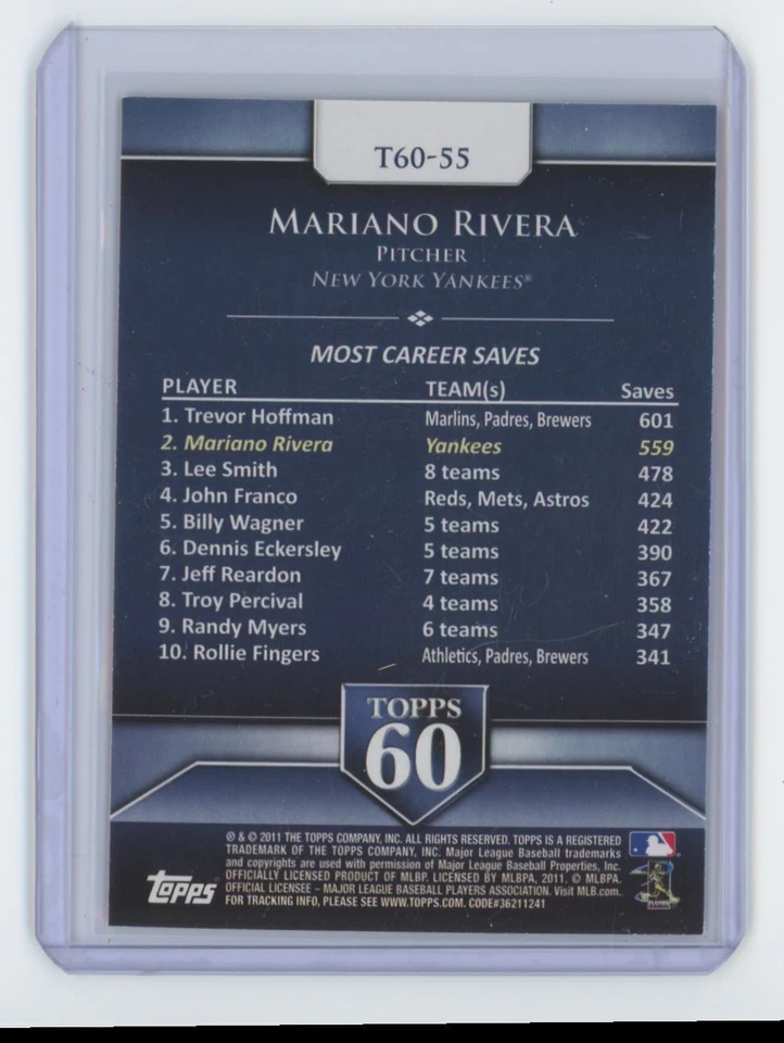 2011 Topps 60 Mariano Rivera New York Yankees #T60-55 - Image 2 of 2