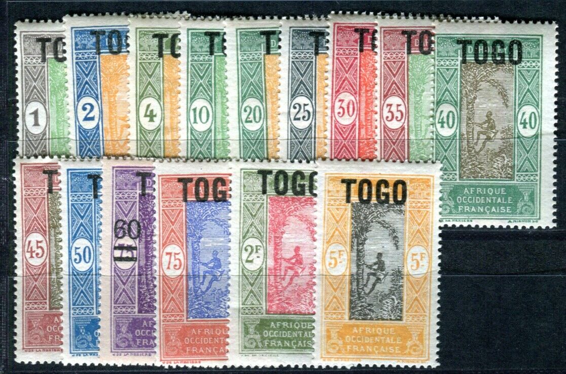TOGO 1921 Yvert 101-115,117-118 ** POSTFRISCH 17 Werte ohne 116 (F4135