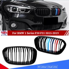 Pair For BMW 1-Series F20 F21 2015-19 LCI M-Colour Front Kidney Grille Dual Slat