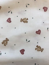 Vtg Daisy Kingdom Hearts & Holly Allover Cotton Fabric 6 Yards Teddy Bear 34106