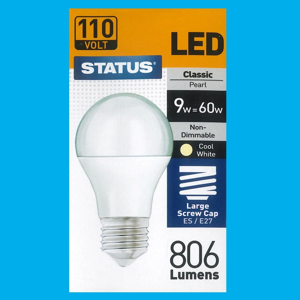 1x 9W (=60W) 110V Pearl LED, A60 GLS Globe, Edison Screw ES E27 Light Bulb Lamp - Image 3 of 3