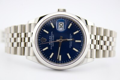 Rolex Datejust 36 Blue Dial Smooth Bezel Stainless Steel Watch 126200