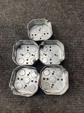 NOS Lot of 5 Raco 4" x 1-1/2" Deep Octagon 3/4" & 1" KO's Conduit