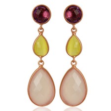 Rose Chalcedony 925 Sterling Silver Drop Earrings Womens Gemstone Jewelry