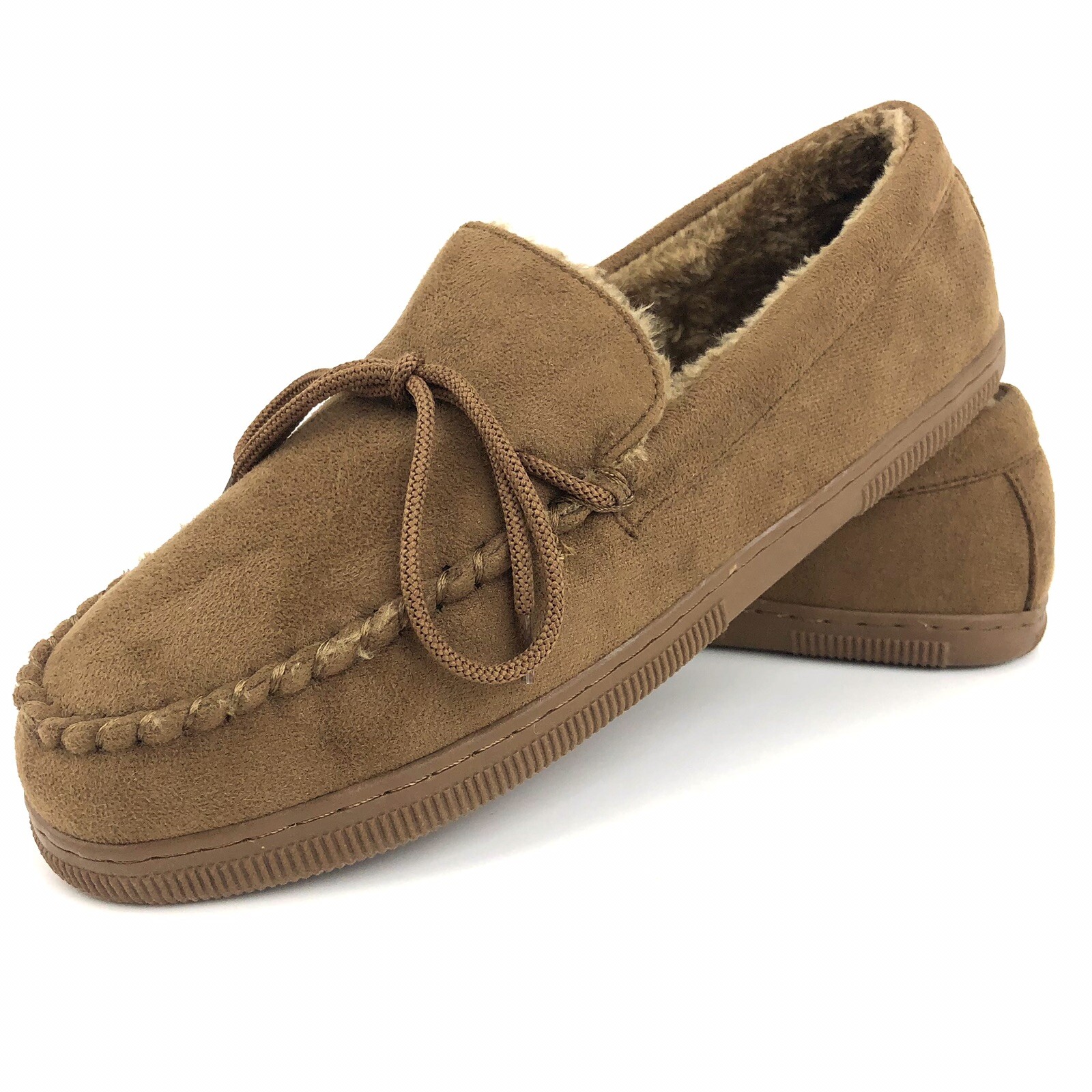 SAOLA Ciabatte Oxford & Finch uomo taglia 11 hickory marrone pelliccia sintetica suola gomma mocassino