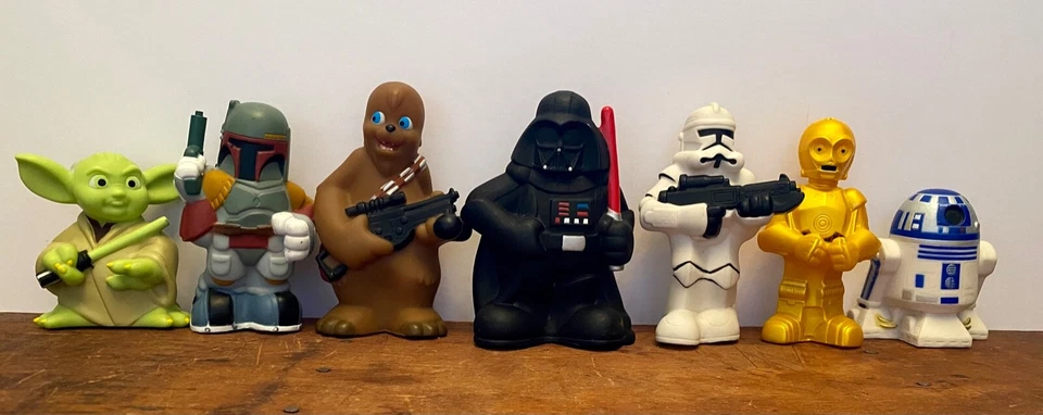 Figuras de vinilo Star Wars 2008 Lucas Film/Disney • Lote de 7 • Juego de juguetes de agua de baño Foto 2 de 4