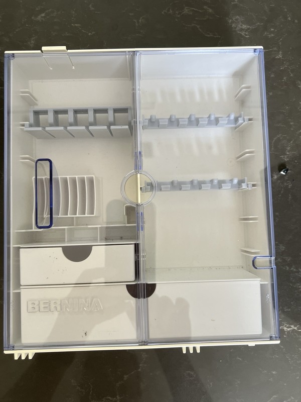 BERNINA Spool/Bobbin Storage Box, Clear Door, Compartments & Drawers