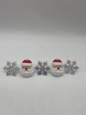 Christmas Rings Cake Topper Made In USA Plastic Santa Claus Snowflake