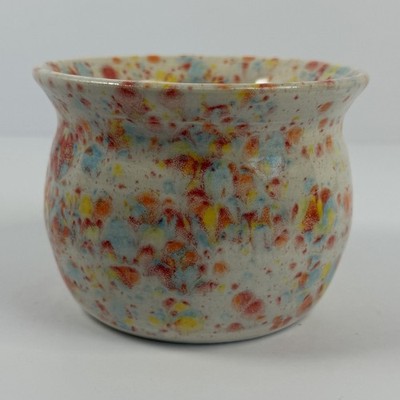 Handmade Studio Pottery Planter Signed Dee Dunn Colorful Confetti Splatter Glaze