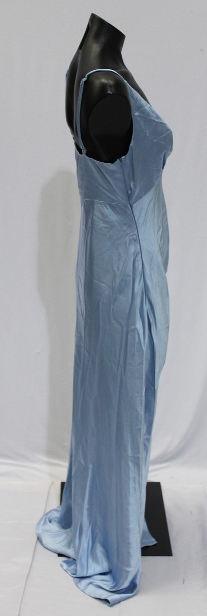 Selfie Leslie Women's Marlie Side Pleat Satin Maxi Dress CL8 Blue Medium  NWT | eBay