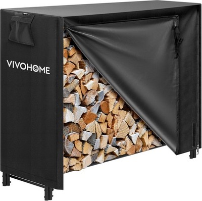 VIVOHOME 1,2m Kaminholzregal mit Abdeckung strapazierfähig - Holz-Regal, Outdoor
