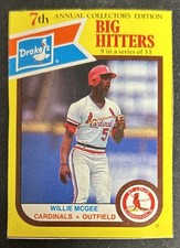 1987 Topps Drake’s Big Hitters Willie McGee Hand Cut Card #9 Cardinals OF FR O/C