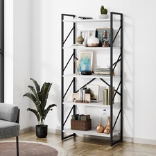 5 Tiers Bookshelf, Classically Tall Bookcase Shelf,Industrial Book Rack,Moder...