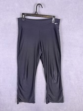 VTG Y2K Nike Fit Dry Yoga Pants Womens S Black Sweatpants Bell Bottom Silver Tag
