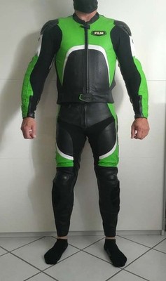 Flm Kangaroo Leder Jacke 52 Hose 50 als Kombi Verbindbar Ultraleicht Kawa Grün 