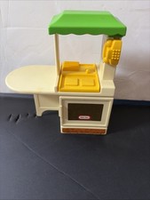 Vintage Little Tikes Market Stand/Kitchen Island Playset Green Roof Yellow Sink