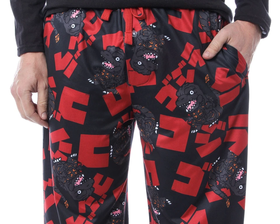 Pantalones de pijama Godzilla para hombre con patrón de personaje y escritura japonesa Foto 3 de 3