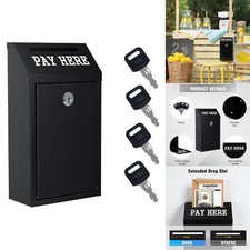 Heavy Duty Metal Cash Drop Box with Lock Keys for Farm Stand and Fundraising
