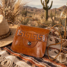 Vtg Tooled Leather Crossbody or Belt Bag OOAK...