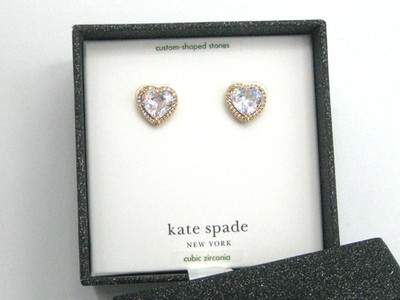 Kate Spade New York My Love Cubic Zirconia Heart Stud Earrings NWT $58 w/ Box
