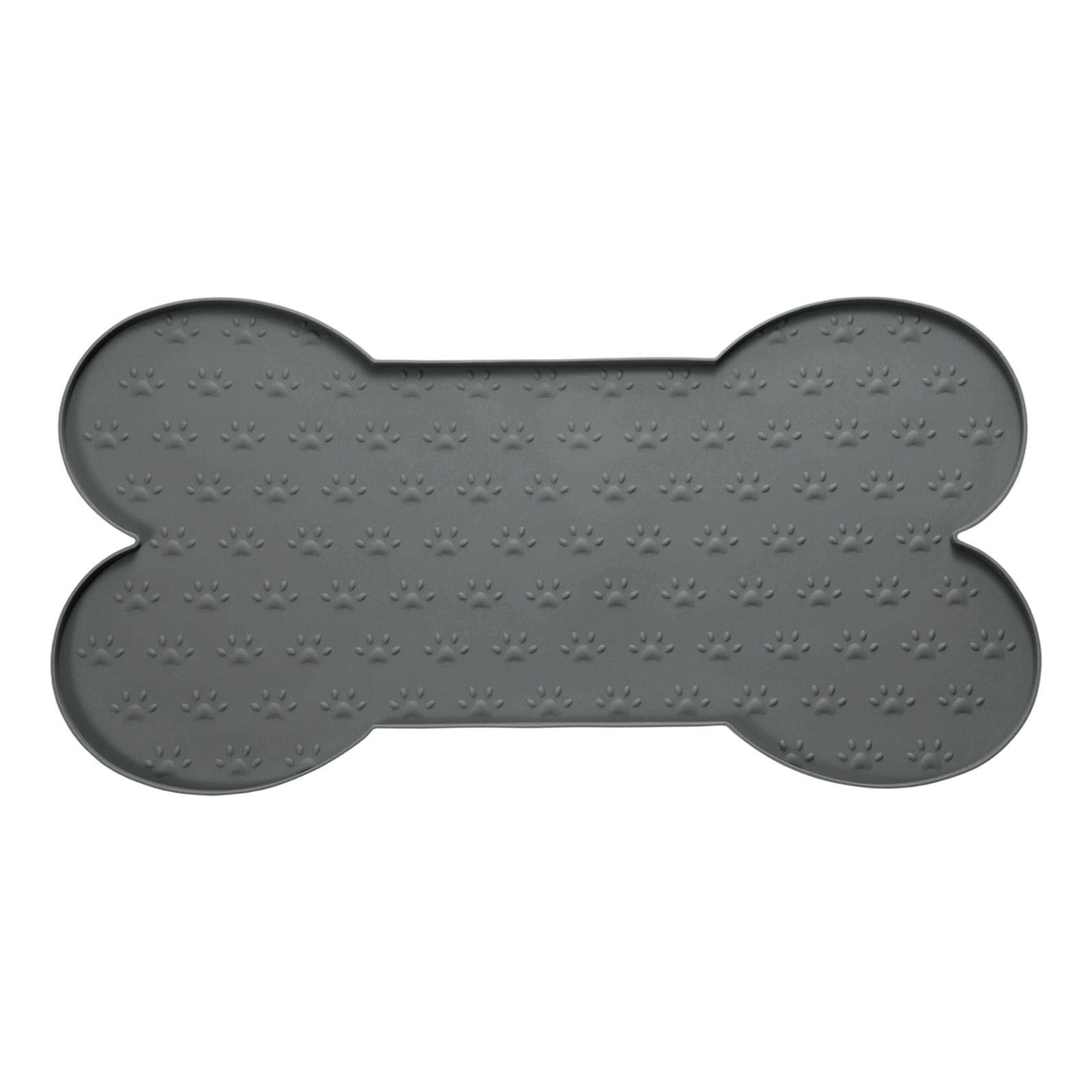 Mat, 20x10 Inch Silicone Pet Feeding Mat Bone Shaped(gray)