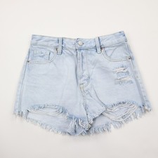 Pacsun 2" Jean Shorts Womens 25 High Rise Festival Light Blue Frayed Hem Denim