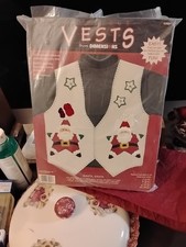 Santa Santa Felt Applique Christmas Vest Dimensions Needlecraft Kit 62094