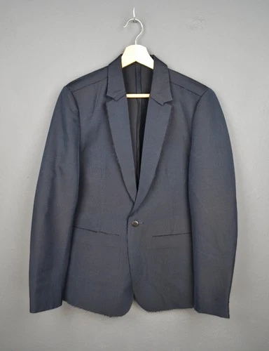 Croquis Lazer Cut Raw Edge Blazer Size S Blue - product listing photo