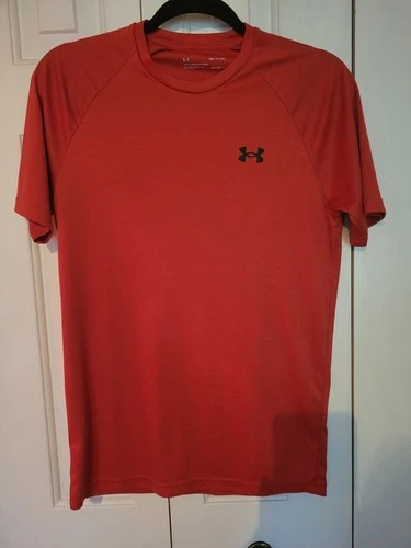 Under Armour S Shirt Women's Red Heatgear Crewneck Semi-Fitted Run Hike Golf
