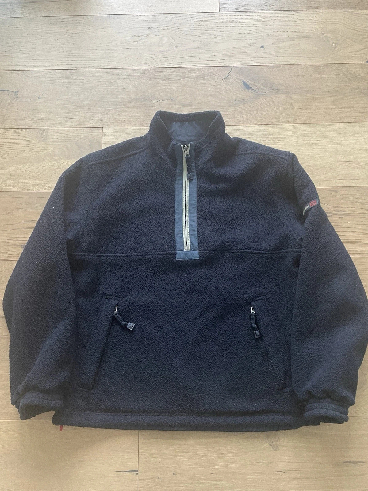 Vintage Abercrombie & Fitch Men's M/L Reversible Fleece Jacket Navy Blue Pockets