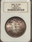 1883-CC Morgan Silver Dollar $1.  MS64 Old Holder. Beautiful Toning