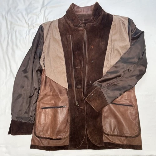 GIMO'S MENSWEAR Suede XL Jacket Brown Leather Utility Safari Field Blazer Italy image 22