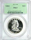 1963 PCGS PR67 Franklin Silver Half Dollar 50C PQ Gem Proof OGH Old Green Holder