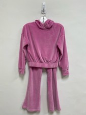 YOGA-LIC-IOUS SIZE 7/8 Pink Hooded Velour Girl's 2pc