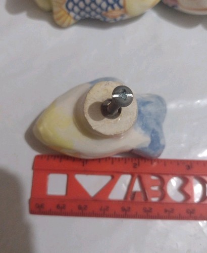6 tiradores de cajón de peces de cerámica vintage con tornillos animados náuticos coloridos - Imagen 11 de 13
