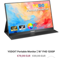 YODOIT Tragbarer Monitor | 16 Zoll FHD 1200P