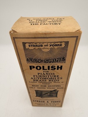 Vintage c1938 Sun Shine Polish Straub & Yorke Bottle Box Chicago Albany NY