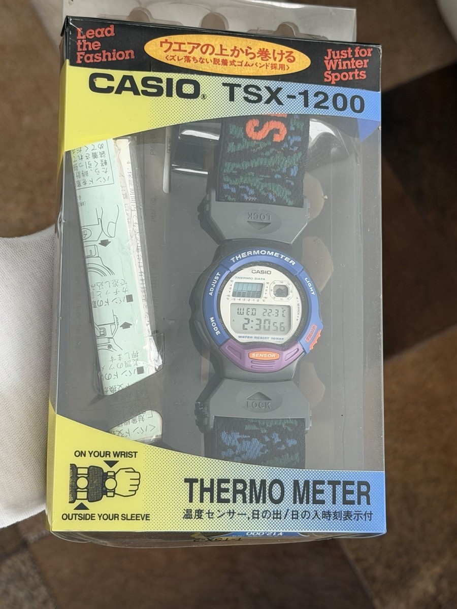 NOS Rare Vintage Casio TSX-1200 Thermometer Digital Sports Ski