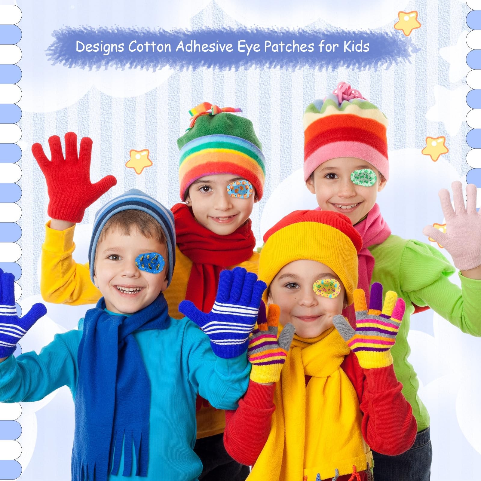 100 Pcs Adhesive Eye Patches for Kids Boys 20 Styles Breathable Boy Eye Patch...