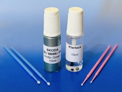 Lackstift-Set SKODA LF7W / F7W / 8B8B / 9559 Arctic Green 2x 10ml + 4 Lacktupfer