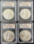 Four (4) American Silver Eagles PCGS BU 2009, 2010, 2011, 2012